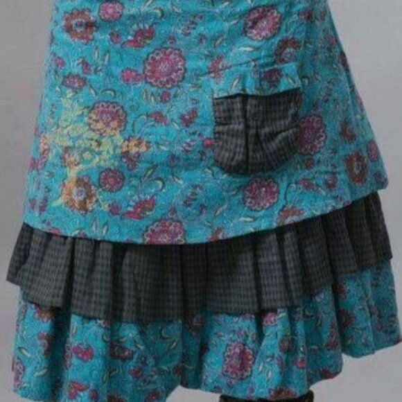 Ian Mosh [UK brand] layered flannel skirt, mixed-pattern lagenlook, sz 6 - Picture 1 of 14